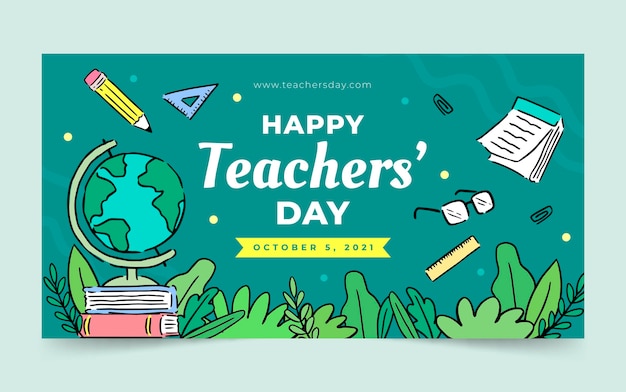 Hand drawn teachers' day social media post template