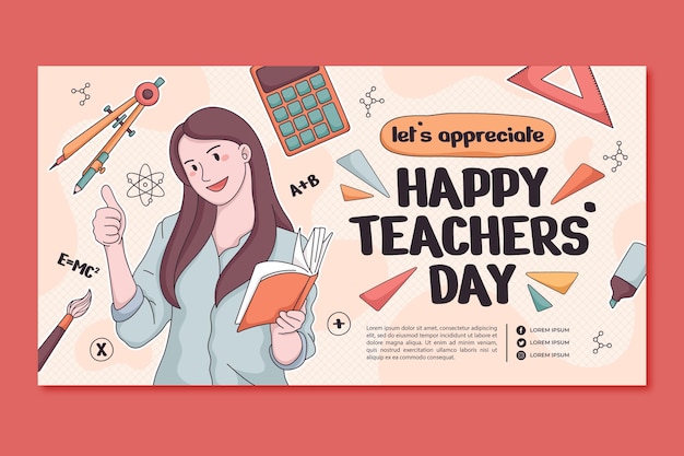 Hand drawn teachers' day social media post template