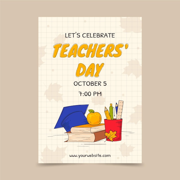 Free Vector hand drawn teachers' day vertical flyer template