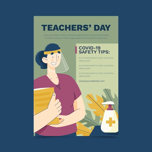 Free vector hand drawn teachers' day vertical flyer template