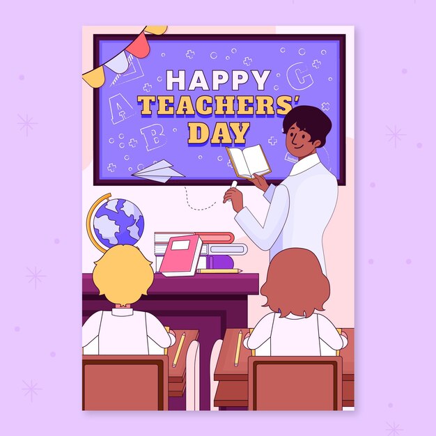 Hand drawn teachers' day vertical poster template