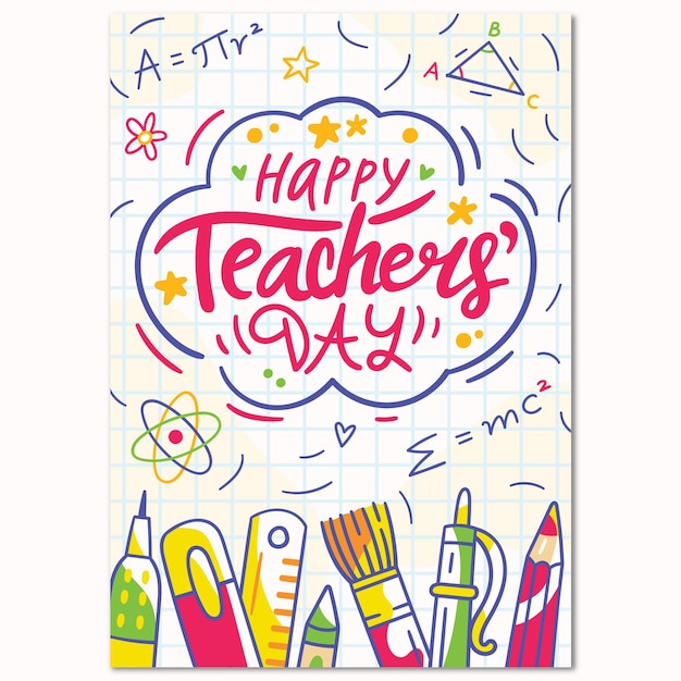 Free vector hand drawn teachers' day vertical poster template