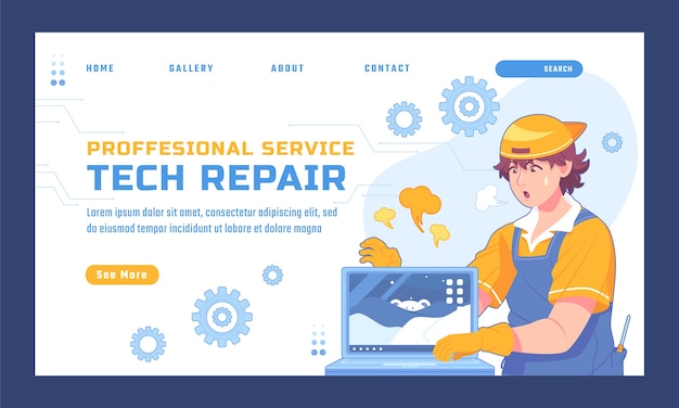 Hand drawn tech repair landing page