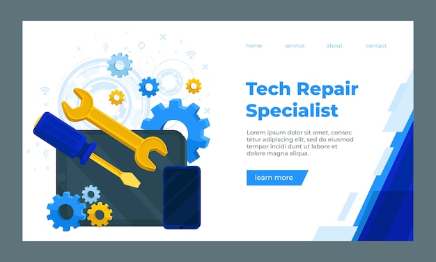 Hand drawn tech repair template design