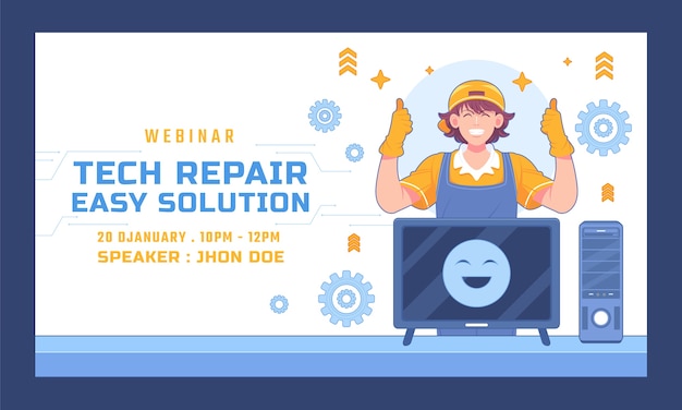 Free Vector hand drawn tech repair webinar