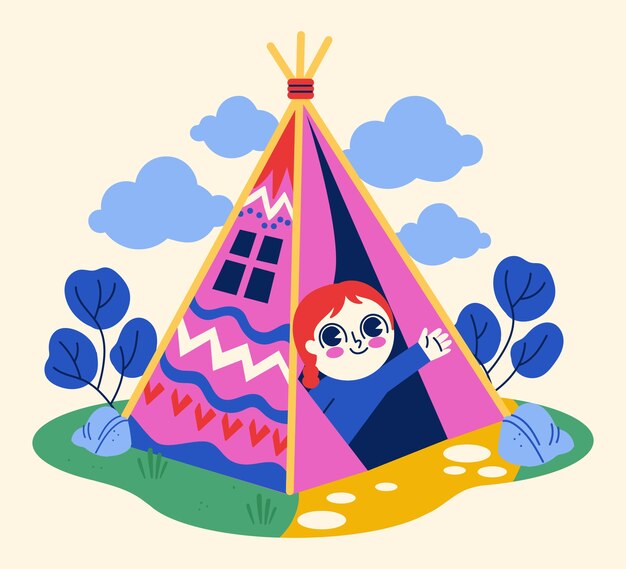 Hand drawn teepee illustration