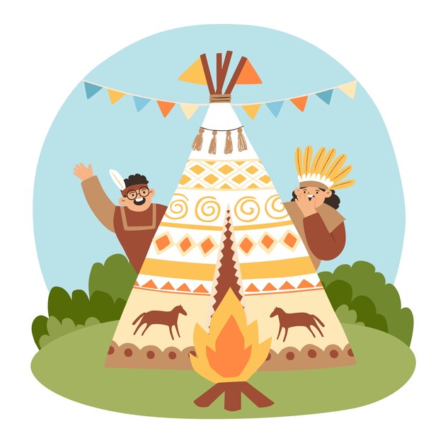 Hand drawn  teepee illustration