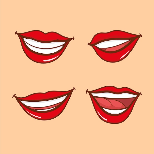 Free Vector hand drawn teeth smile cartoon illustration