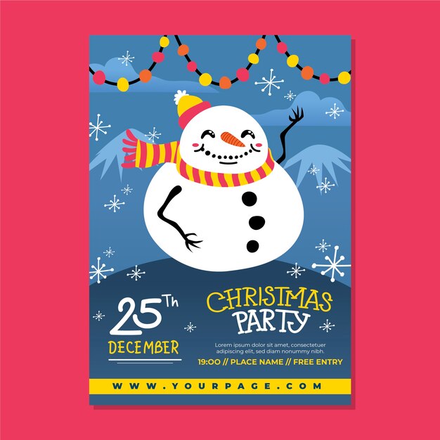 Hand drawn template christmas party poster