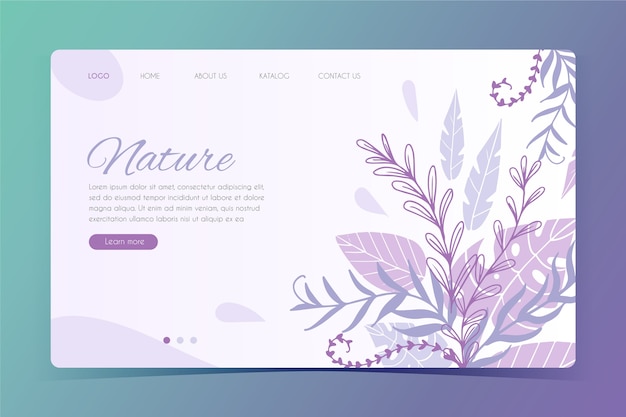 Hand drawn template natural landing page