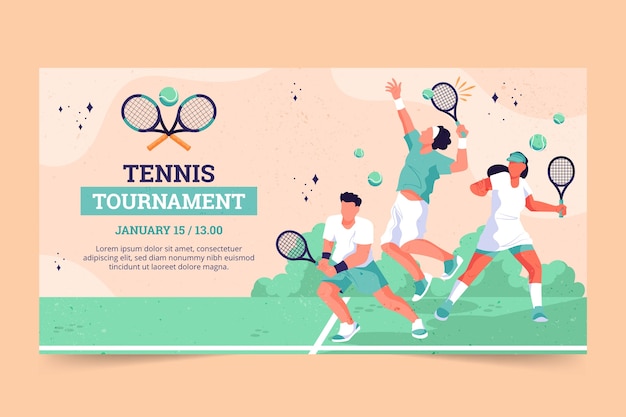 Hand drawn tennis game facebook template