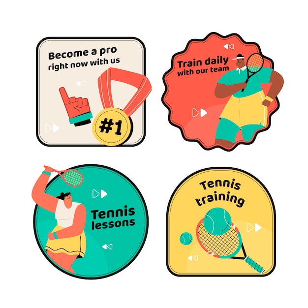 Free Vector hand drawn tennis game labels