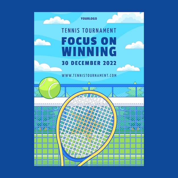 Free Vector hand drawn tennis game poster template