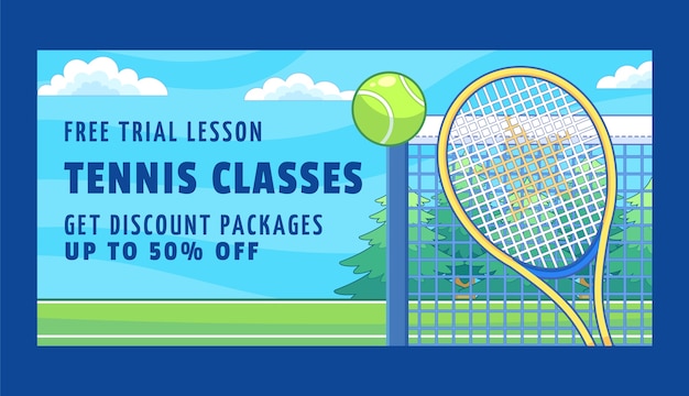 Free Vector hand drawn tennis game sale banner