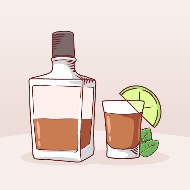 Free Vector hand drawn tequila shot illustration