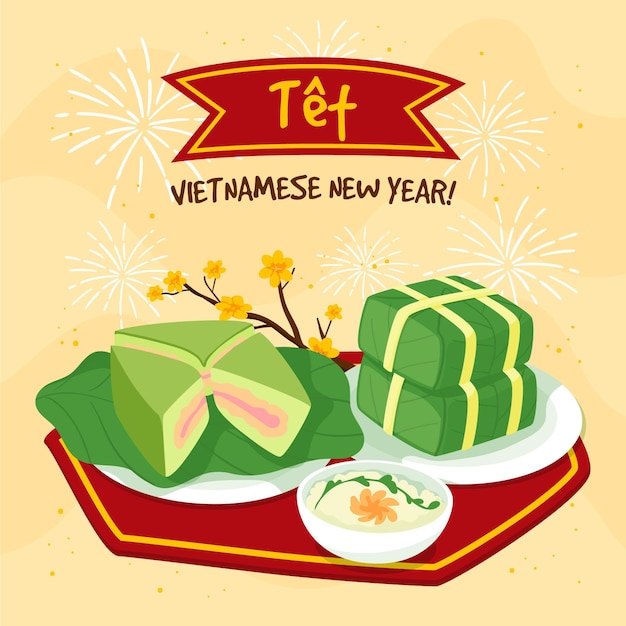 Hand drawn têt vietnamese new year