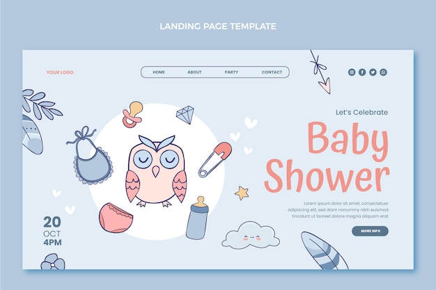 Hand drawn texture baby shower landing page