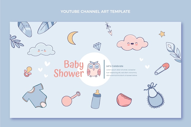 Hand drawn texture baby shower youtube channel art