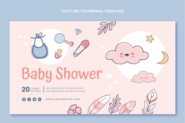 Hand drawn texture baby shower youtube thumbnail