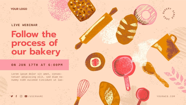 Free Vector hand drawn texture bakery shop webinar