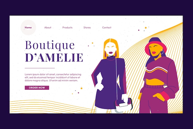 Free Vector hand drawn texture boutique landing page template