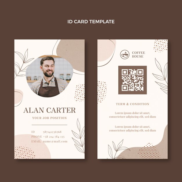 Hand drawn texture coffee shop id card template