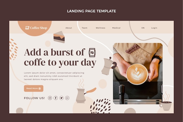 Hand drawn texture coffee shop landing page