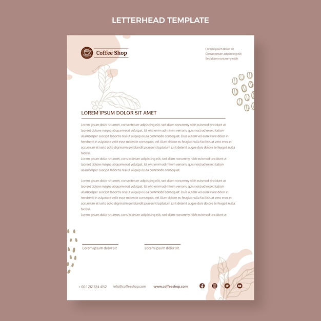 Free Vector hand drawn texture coffee shop letterhead