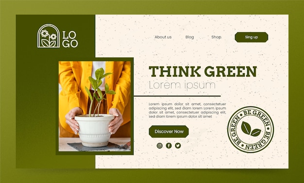 Hand drawn texture gardening landing page