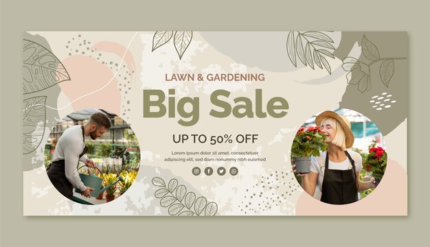 Hand drawn texture gardening sale background