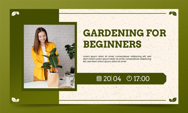 Hand drawn texture gardening webinar template