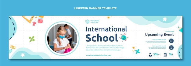 Hand drawn texture international school linkedin banner