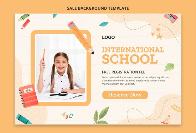 Hand drawn texture international school sale background