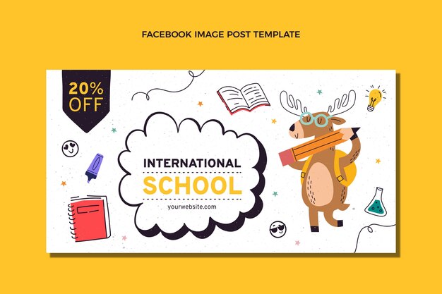 Hand drawn texture international school template