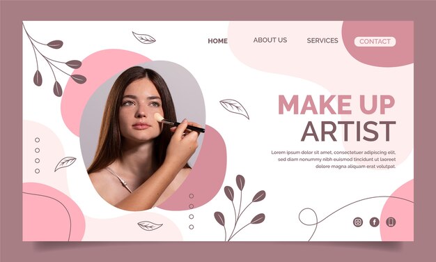 Hand drawn texture makeup artist landing page