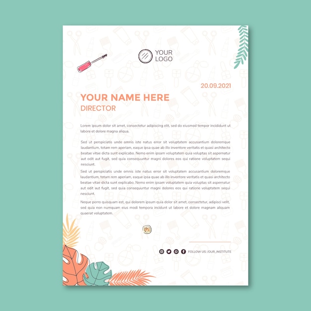 Hand drawn texture makeup artist letterhead