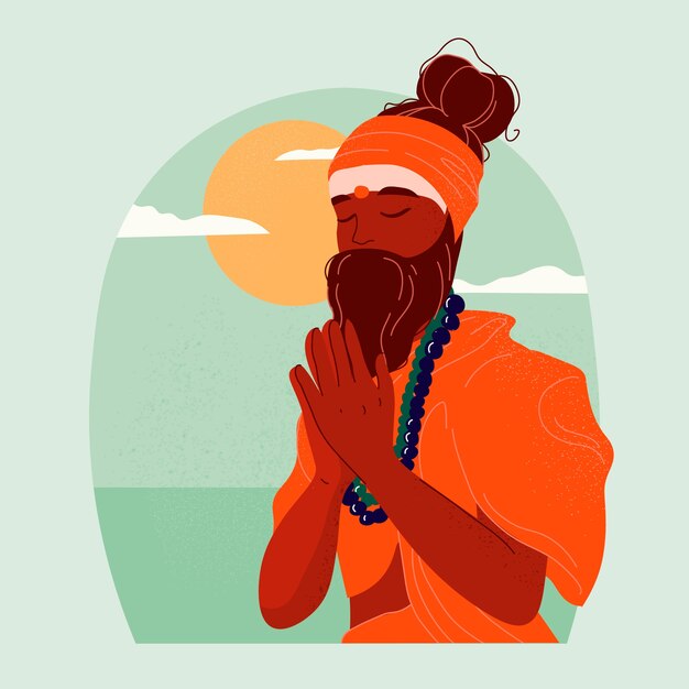 Hand drawn texture sadhu illustrated