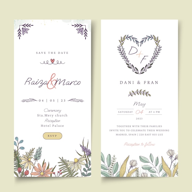 Hand drawn texture wedding celebration banner vertical