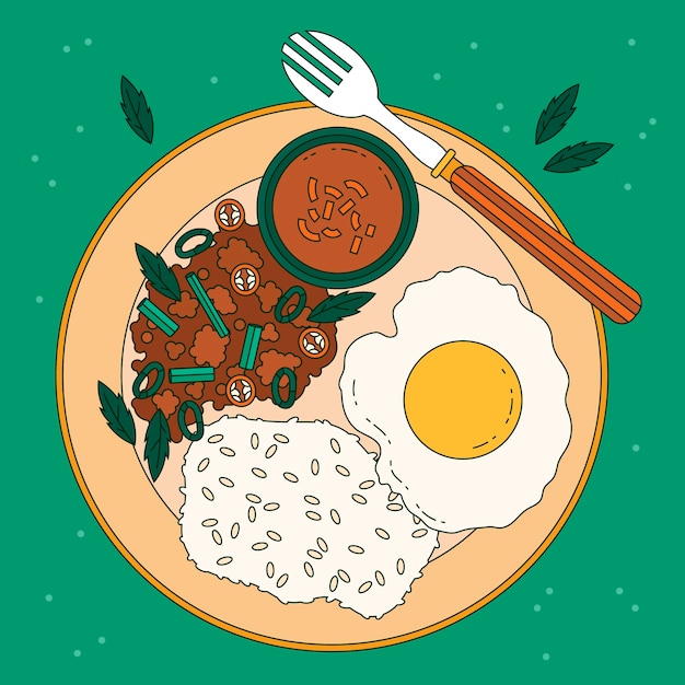 Hand drawn thai food illustration