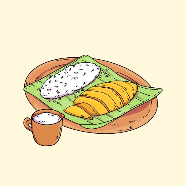 Hand drawn thai food illustration