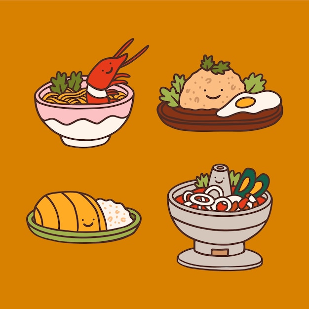 Hand drawn thai food illustration