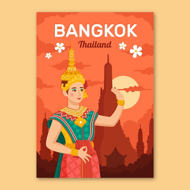 Free Vector hand drawn thailand poster design