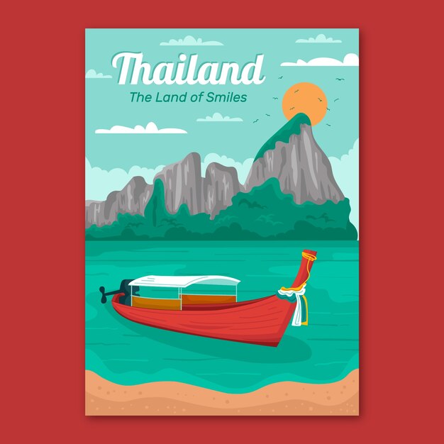 Hand drawn thailand poster design