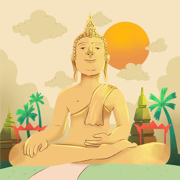 Free vector hand drawn thailand travel illustration