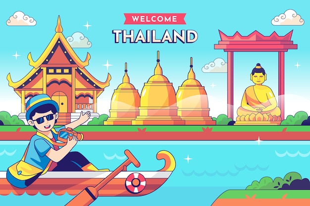 Hand drawn thailand travel illustration