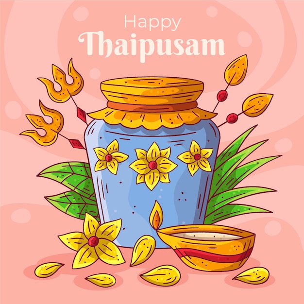 Free Vector hand drawn thaipusam festival