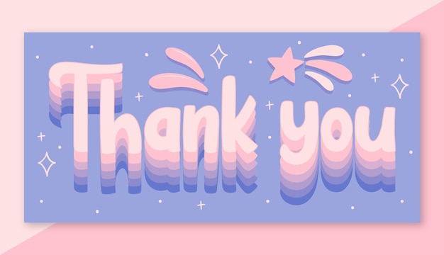 Hand drawn thank you text design banner