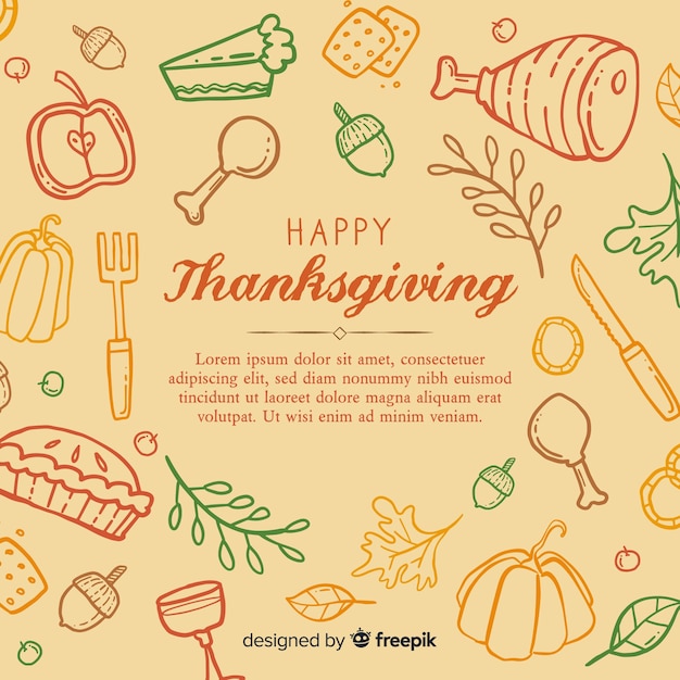 Hand drawn thanksgiving background with autumn elements