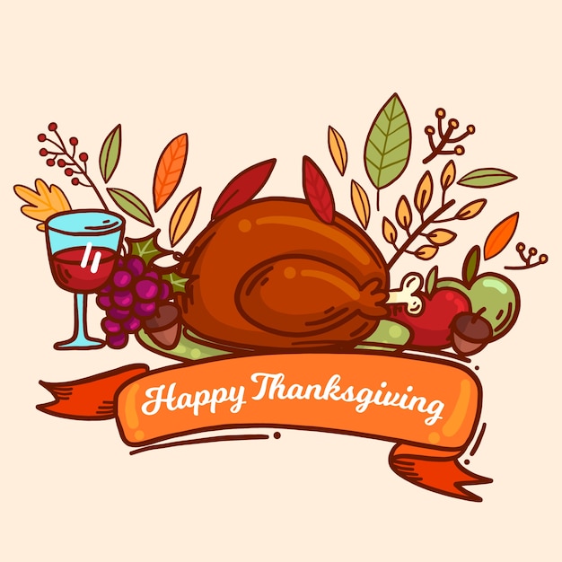 Hand drawn thanksgiving background