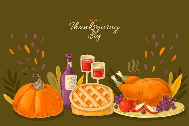 Free Vector hand drawn thanksgiving background